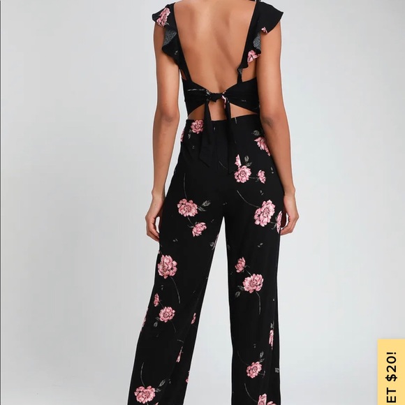 Black and pink floral jumpsuit new - Picture 2 of 6